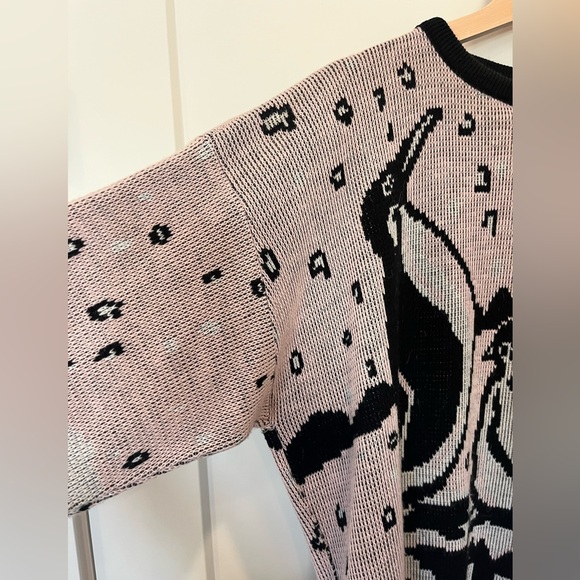 Vtg 80s Penguin Sweater Graphic Animal Sweater Retro Slouch Ski Pullover Knit XL - Picture 2 of 9